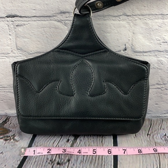 KT LEATHER DESIGNS Custom By Karen Taber Black Leather 3 Compartment Belt Pouch - Picture 7 of 17